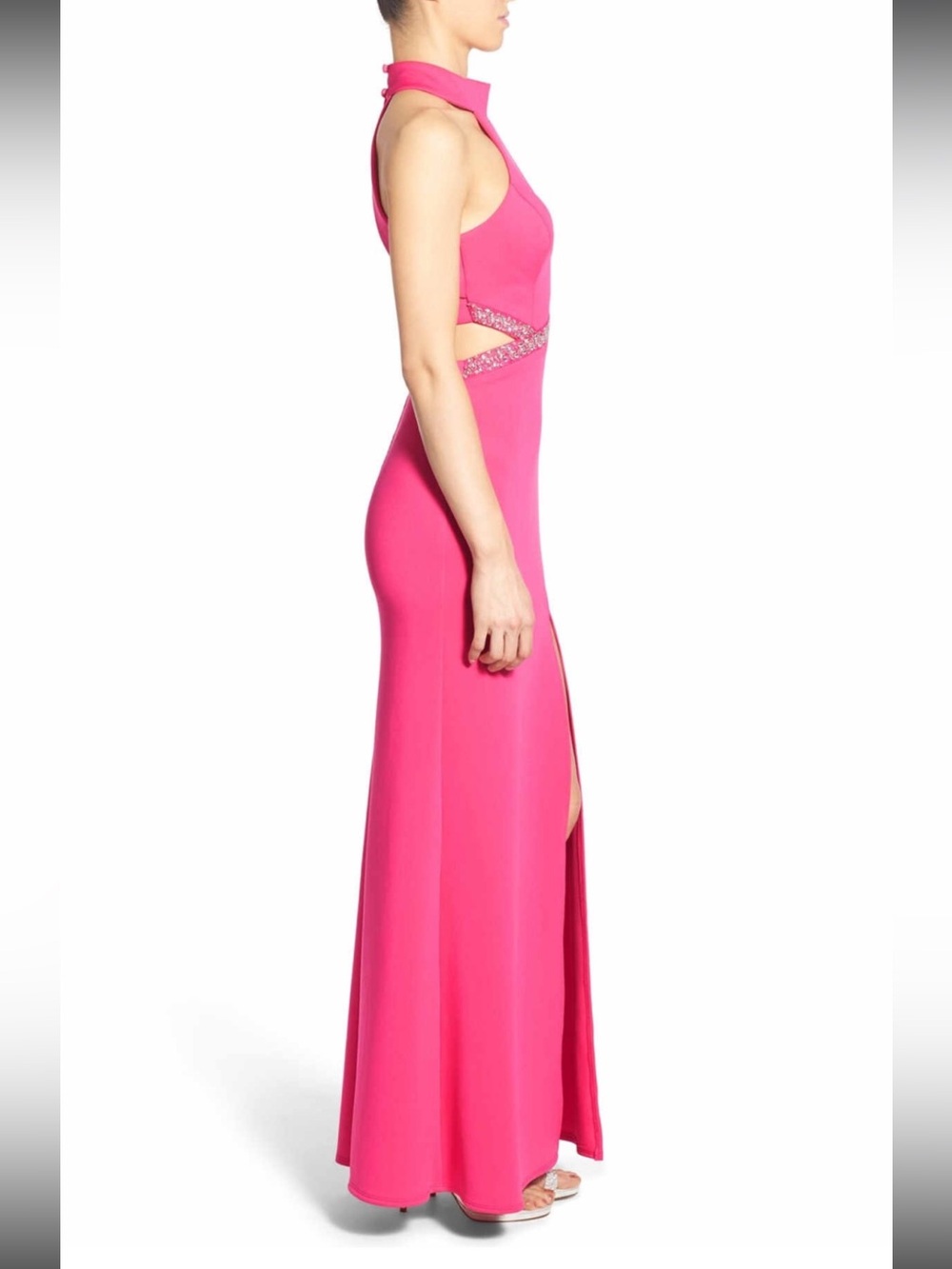 NWT Nordstrom Bee Darlin Hot Fuschia Embellished Mock Neck Sleeveless Gown Dress